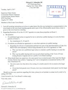 Letter To Evans Town Board 4-4-2017